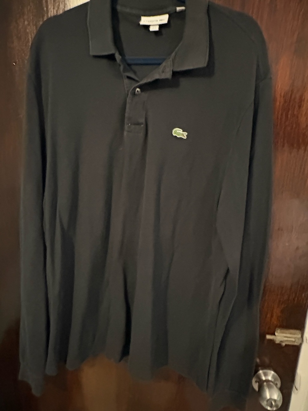 Lacoste Men’s Long-Sleeve Sweater Polo Shirt in Black. Size XXL.